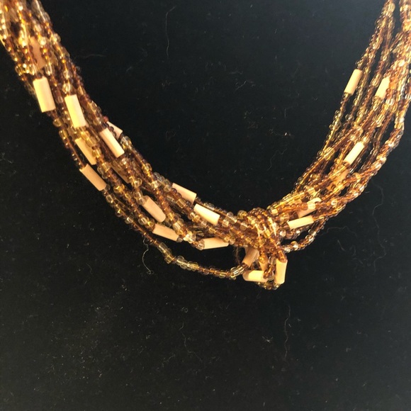 Brown and beige sea bead necklace - Picture 2 of 3